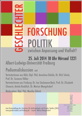 Podiumsdiskussion zu Geschlechterforschung und Geschlechterpolitik Podiumsdiskussion zu Geschlechterforschung und Geschlechterpolitik