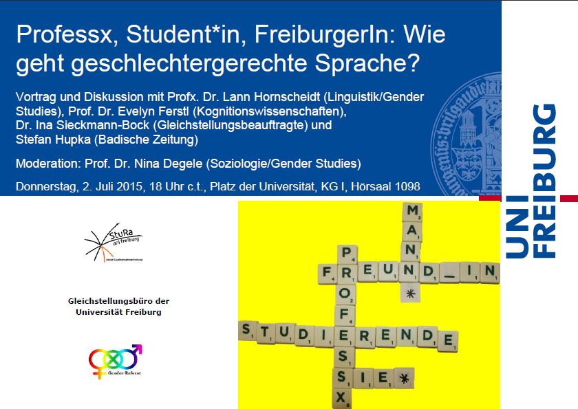 Vortrag und Diskussion: Professx, Student*in. FreibugerIn: Wie geht geschlechtergerechte Sprache?