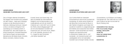 Einladung zum Liederabend "Geheimes Flüstern hier und dort" Einladung zum Liederabend "Geheimes Flüstern hier und dort"