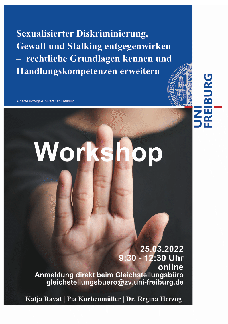 Workshop: Sexualisierter Diskriminierung, Belästigung und Stalking entgegenwirken - rechtliche Grundlagen kennen und Handlungskompetenzen erweitern